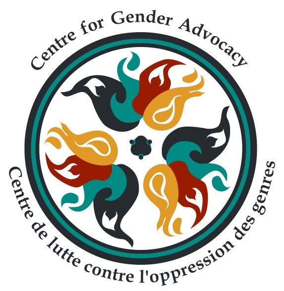 The Center for Gender Advocacy logo, which is an abstract art drawing.