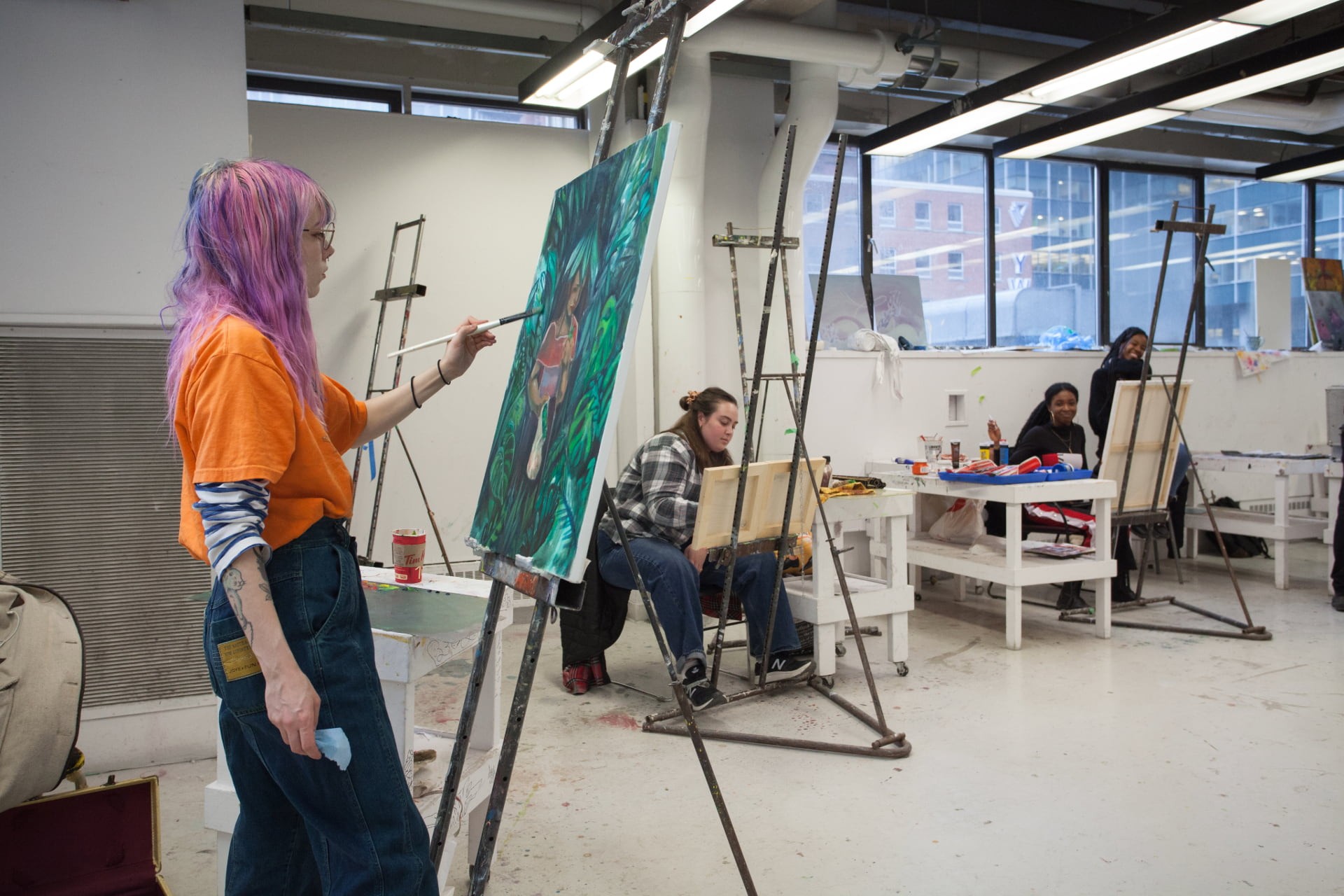 Fine Arts students in painting studio