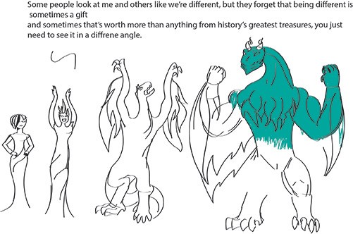 Final project graphic depicting cartoons expressing being different is a gift