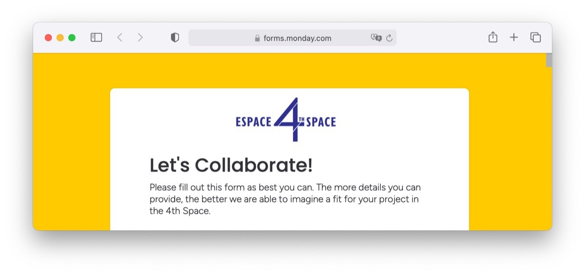 Input Form A screengrab of the online form