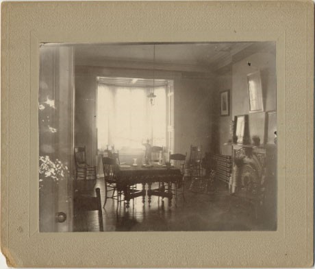 Download old black and white photo of the parlour of old Loyola College in daylight from 1896 Old black and white photo of the parlour of old Loyola College in daylight from 1896