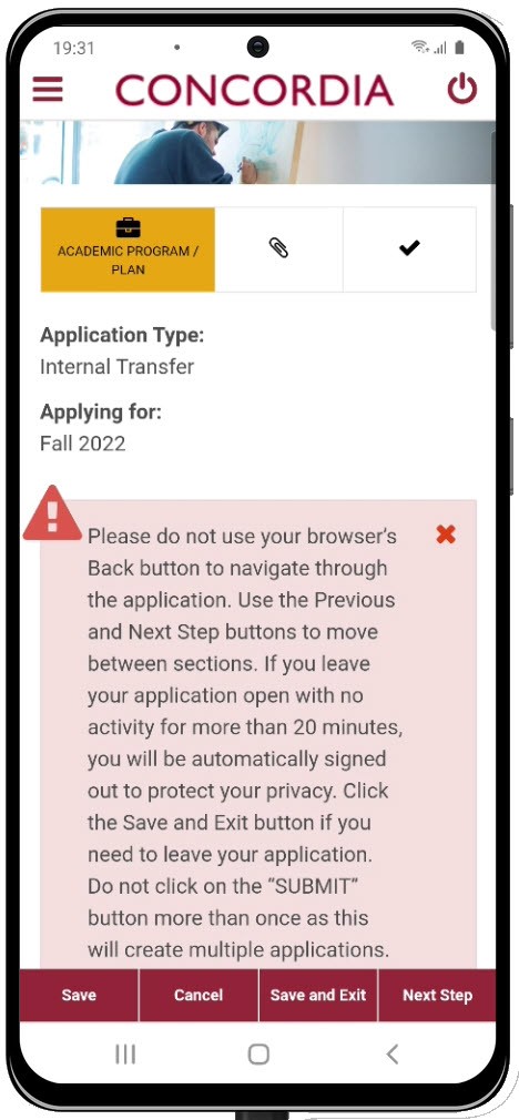 Degree Transfer Application form