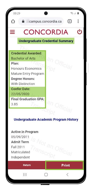 Undergraduate Credential Summary