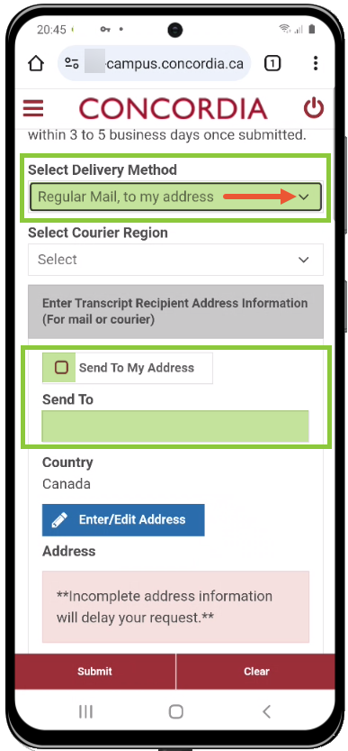 Delivery method Delivery method