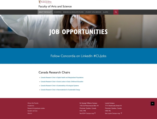 A list of links for Canada Research Chair job postings