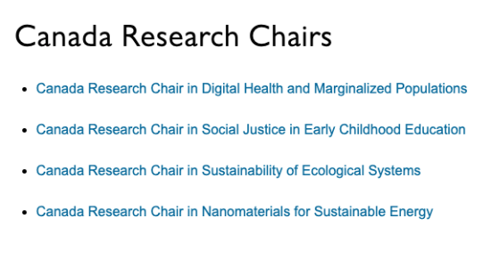 A list of links for Canada Research Chair job postings