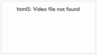 screen capture of AEM's Media Player component with the error message "html5: Video file not found"