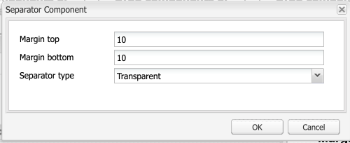 Screen capture of the Separator component settings dialog box