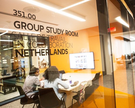 Book a group study room at Webster Library using a touchscreen tablet!