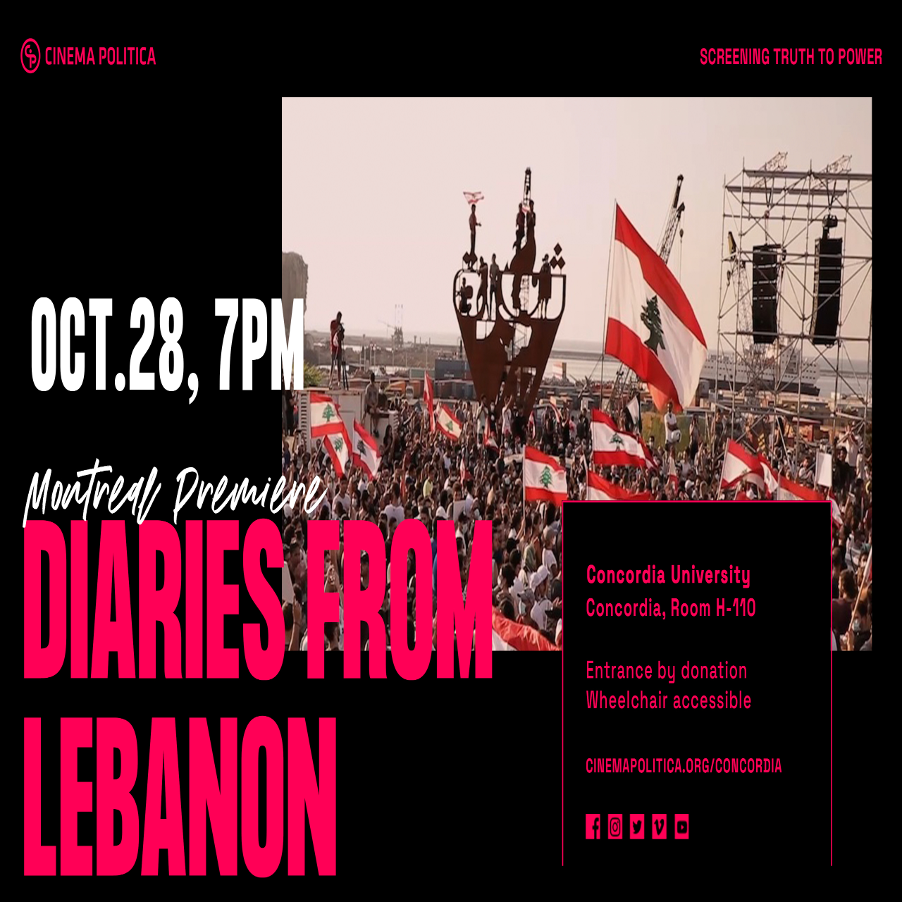 Oct. 28, 7 PM - Montreal Premiere - Diaries From Lebanon