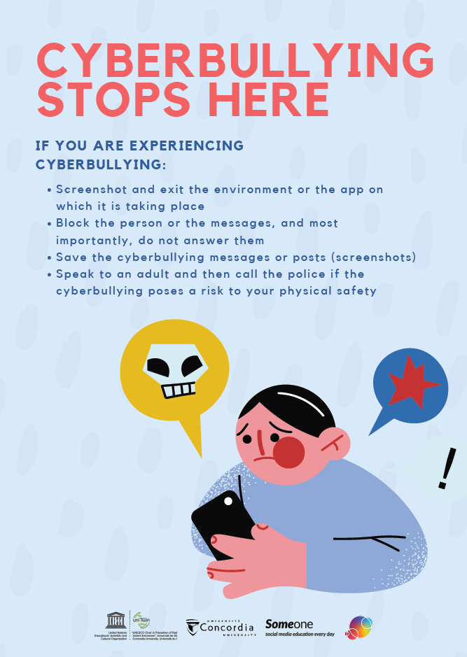 Emma June Huebner created a concise poster detailing the process of reporting online hate.