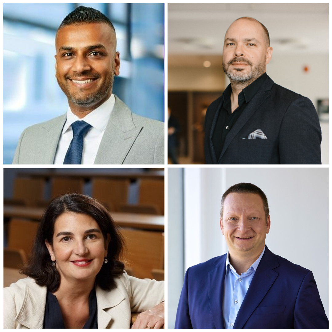 Clockwise from top: Ian Selvarajah, Marcello Iacovella, Delphine Manceau and Martin Cossette, advisory board members at the John Molson School of Business