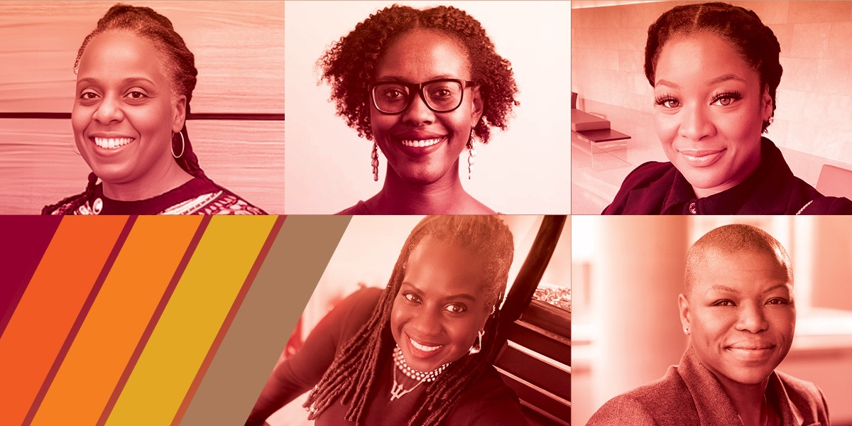 Headshots of give Concordia alumnae who were named CBC Quebec's 2024 Black Changemakers.