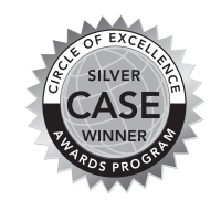 The Silver Circle of Excellence Award badge from the Council for the Advancement and Support of Education (CASE), recognizing outstanding achievement.