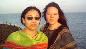 Gina Cook (right) with Urdu language consultant Faryal Abbasi in Karachi, Pakistan, 2005