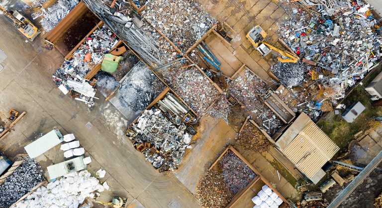 An organized waste and garbage site seen from high above